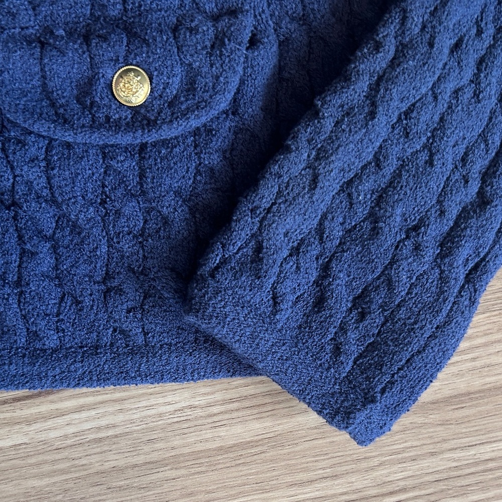 J.Crew Odette Cable Knit Sweater Lady Jacket In Mediterranean Navy, Size Small - Picture 5 of 10